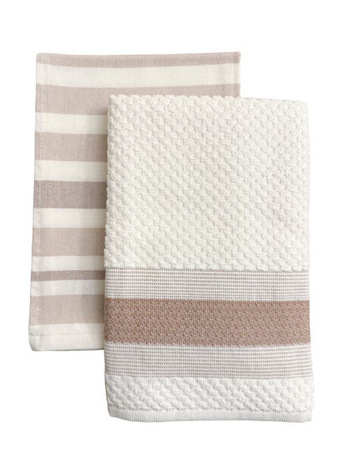 Anaya Bistro Stripes Kitchen Towels In Sangria Red