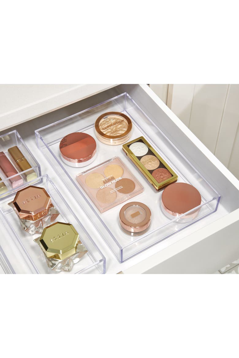Set of 4 Makeup Drawer Organizer Trays for Vanity - Clear, Alternate, color, Clear