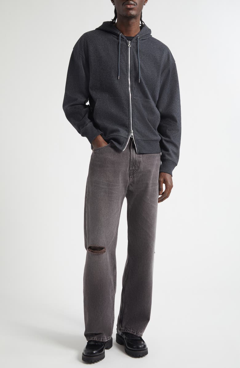 OUR LEGACY Rascal Zip-Up Hoodie, Alternate, color, Charcoal Elastic Melton
