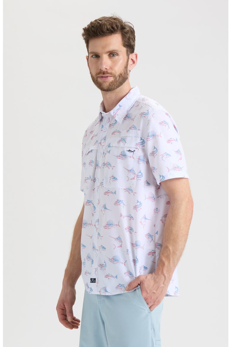 Fish N' Bones Americana Woven Short Sleeve Shirt, Alternate, color, White