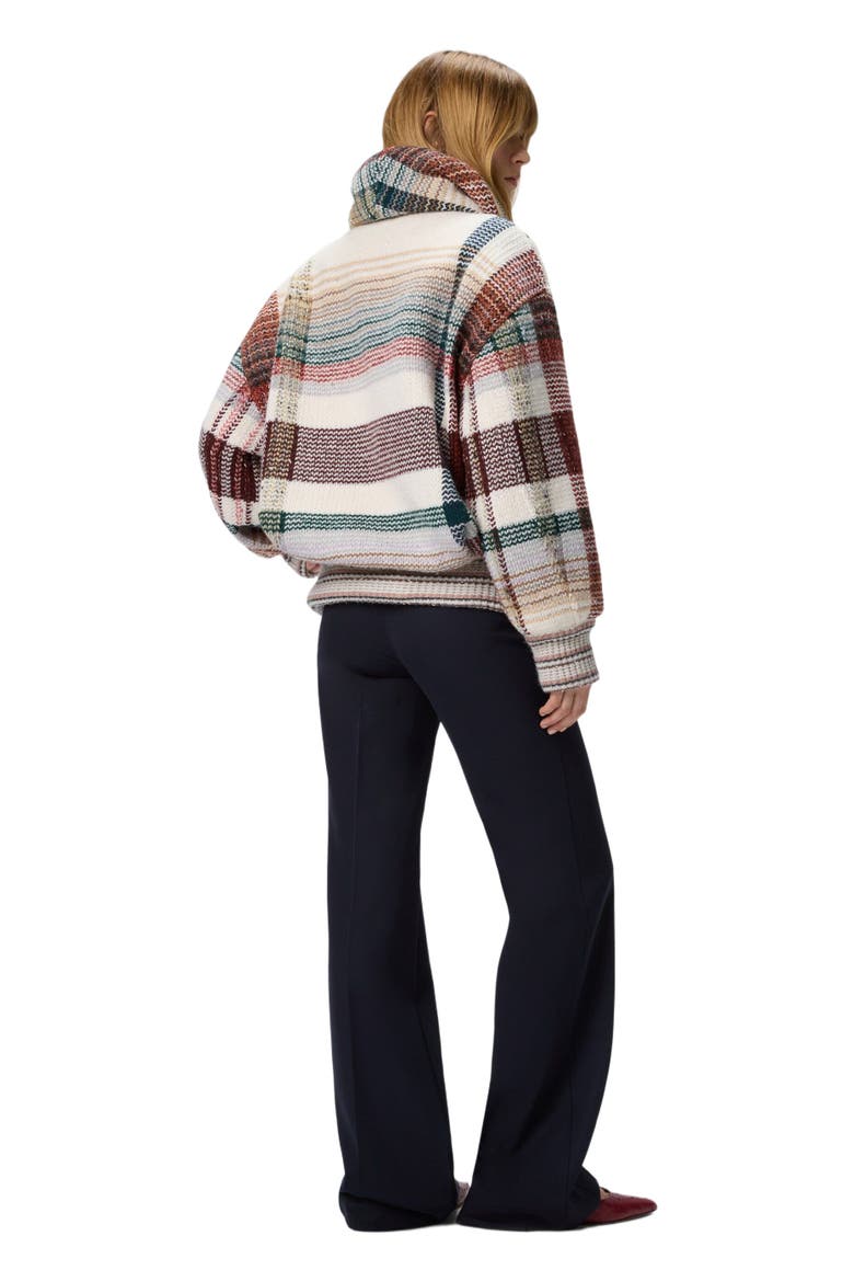 Quilted Jacket With Check Pattern, Alternate, color, White & Burgundy