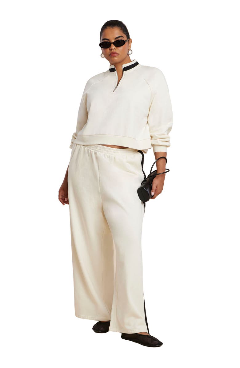 ELOQUII Stripe Detail Sweatpant, Main, color, Jet Stream