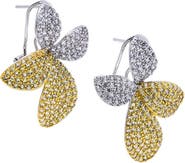 BY ADINA EDEN Two Tone Pave Petal Drop Stud Earring