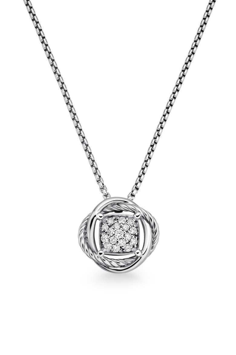 Infinity Pavé Diamond Pendant Necklace, Main, color, DIAMOND