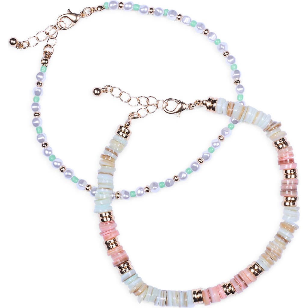 Nordstrom Rack Set Of 2 Heshi Faux Pearl Beaded Anklet Set