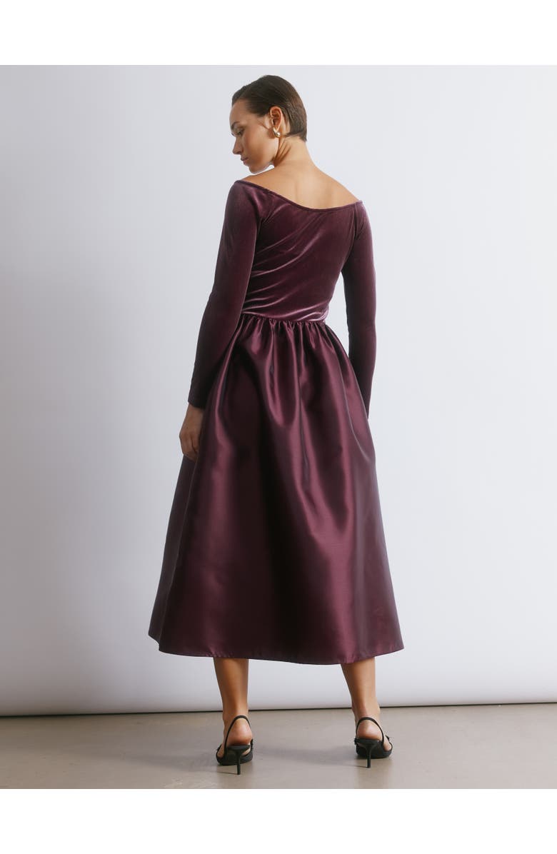Albaray Velvet & Taffeta Bardot Dress, Alternate, color, Burgundy