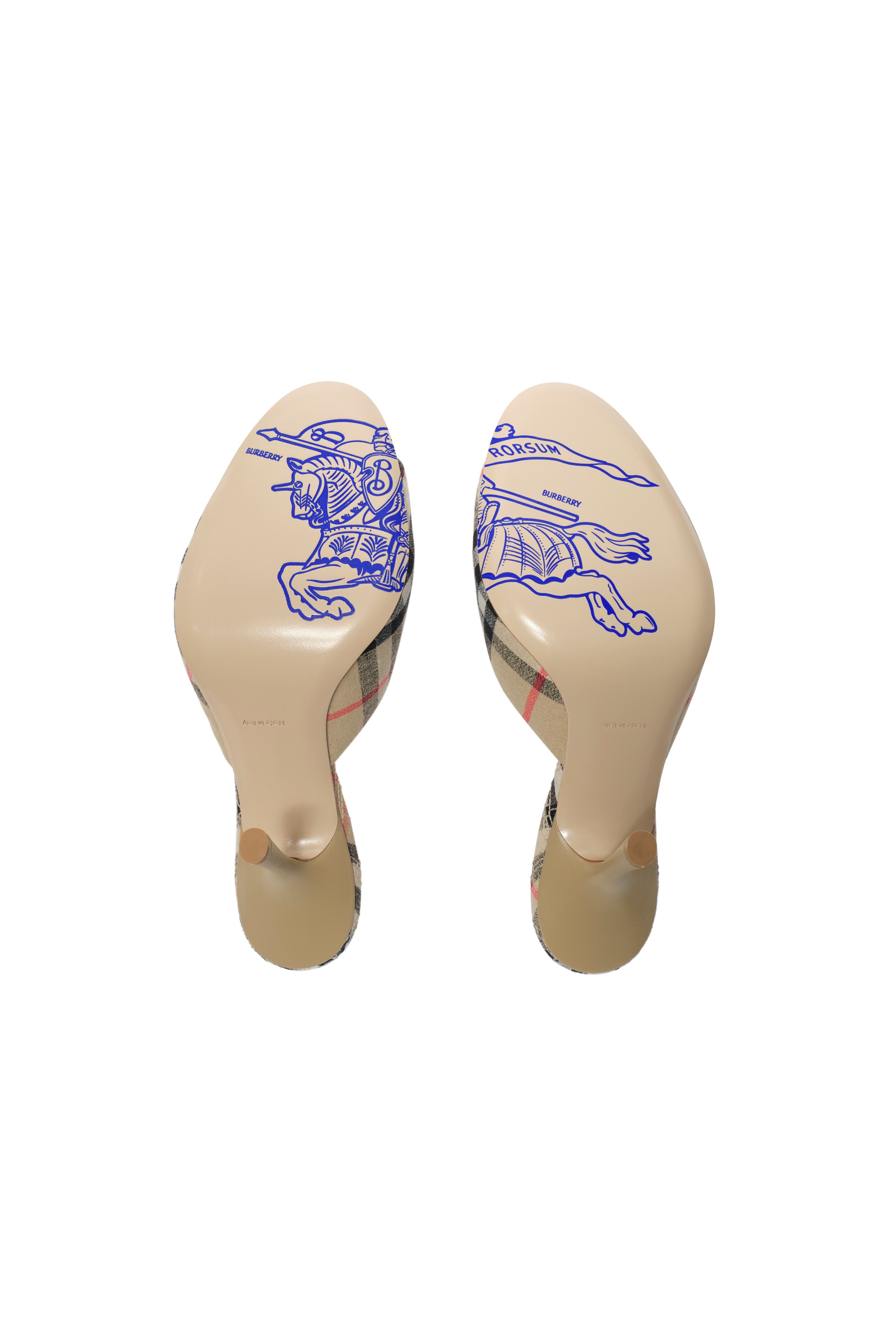 Burberry Check Mews High Sandals, Alternate, color, Sand Beige