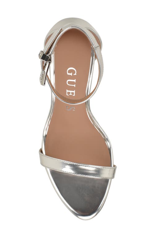 Guess Insraa Ankle Strap Stiletto Sandal In Silver