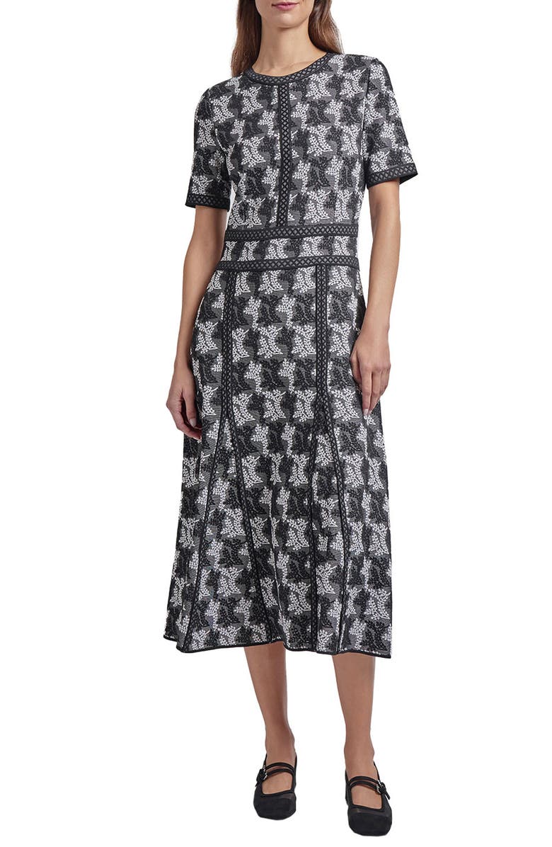 Misook A-Line Midi Dress, Main, color, Black/ White