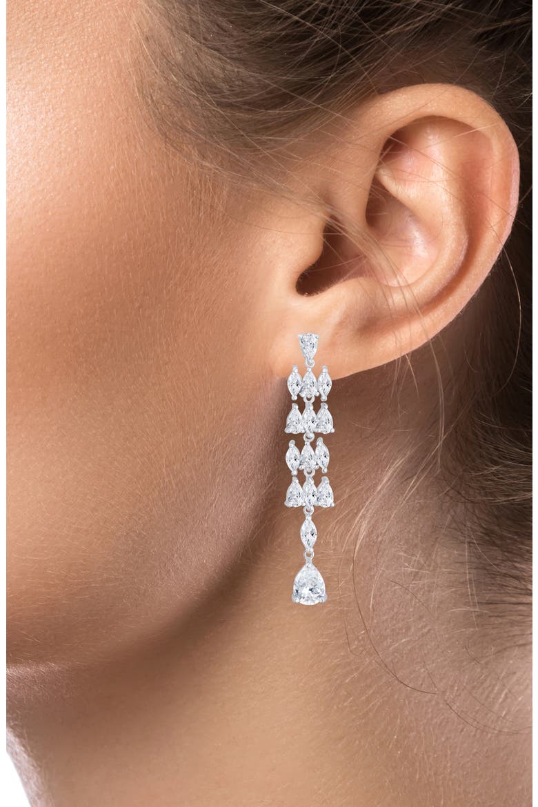 Cubic Zirconia Chandelier Drop Earrings, Alternate, color, CLEAR/ SILVER