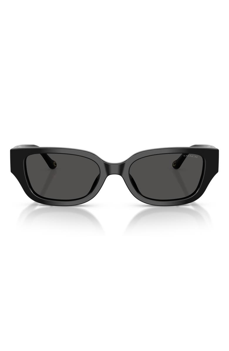 COACH 53mm Rectangular Sunglasses, Main, color, Black / Grey Solid