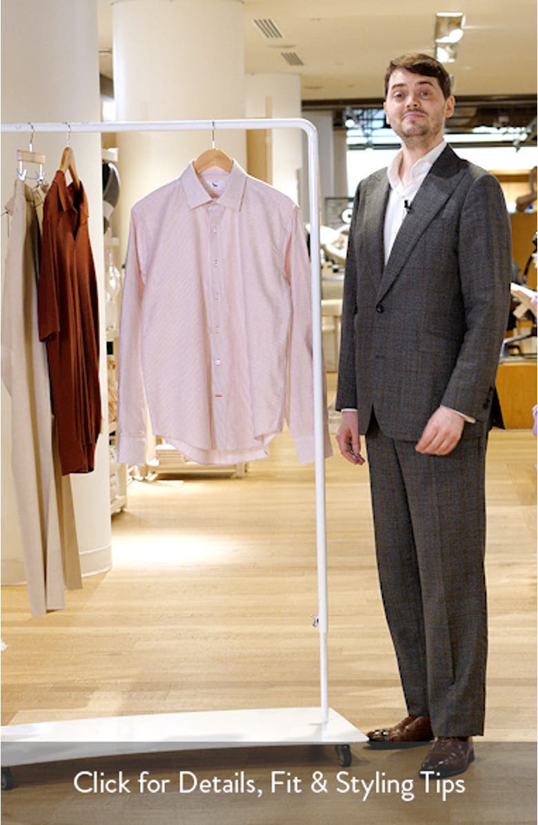 Trim Fit Stripe Cotton Oxford Cloth Dress Shirt, sales video thumbnail