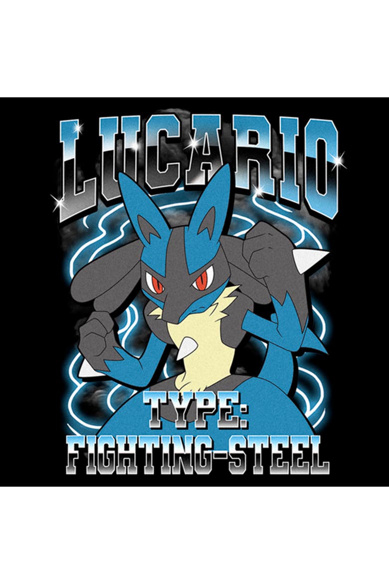 Boy's Pokemon Lucario Type Fighting-Steel  Graphic T-Shirt, Alternate, color, Black