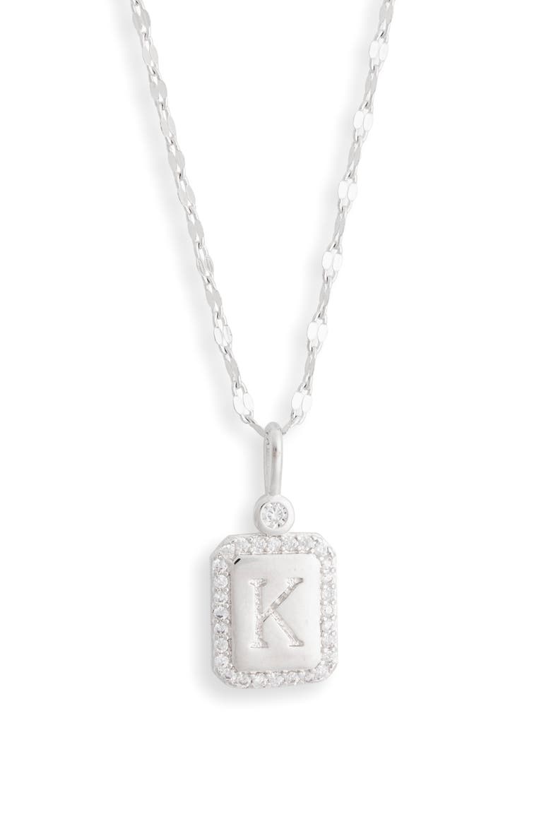 Initial Pendant Necklace, Alternate, color, K- CLEAR- SILVER