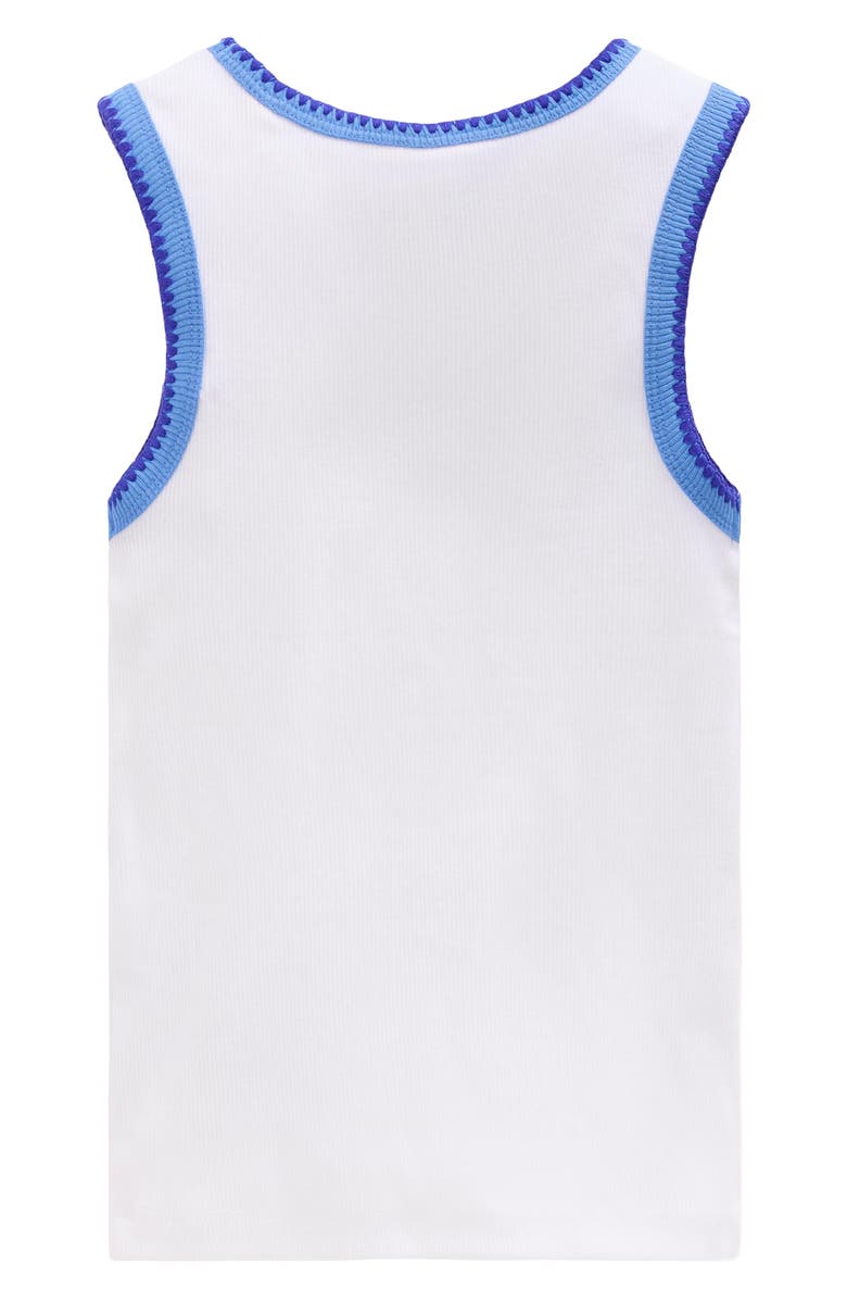 Mini Boden Kids' Contrast Trim Rib Tank, Alternate, color, White
