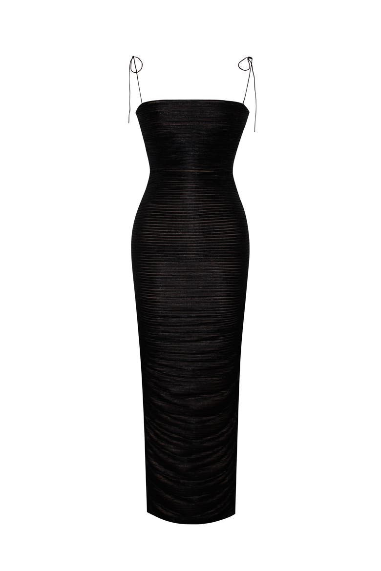 Theglint Ruched Chiffon Long Maxi Dress, Alternate, color, Black
