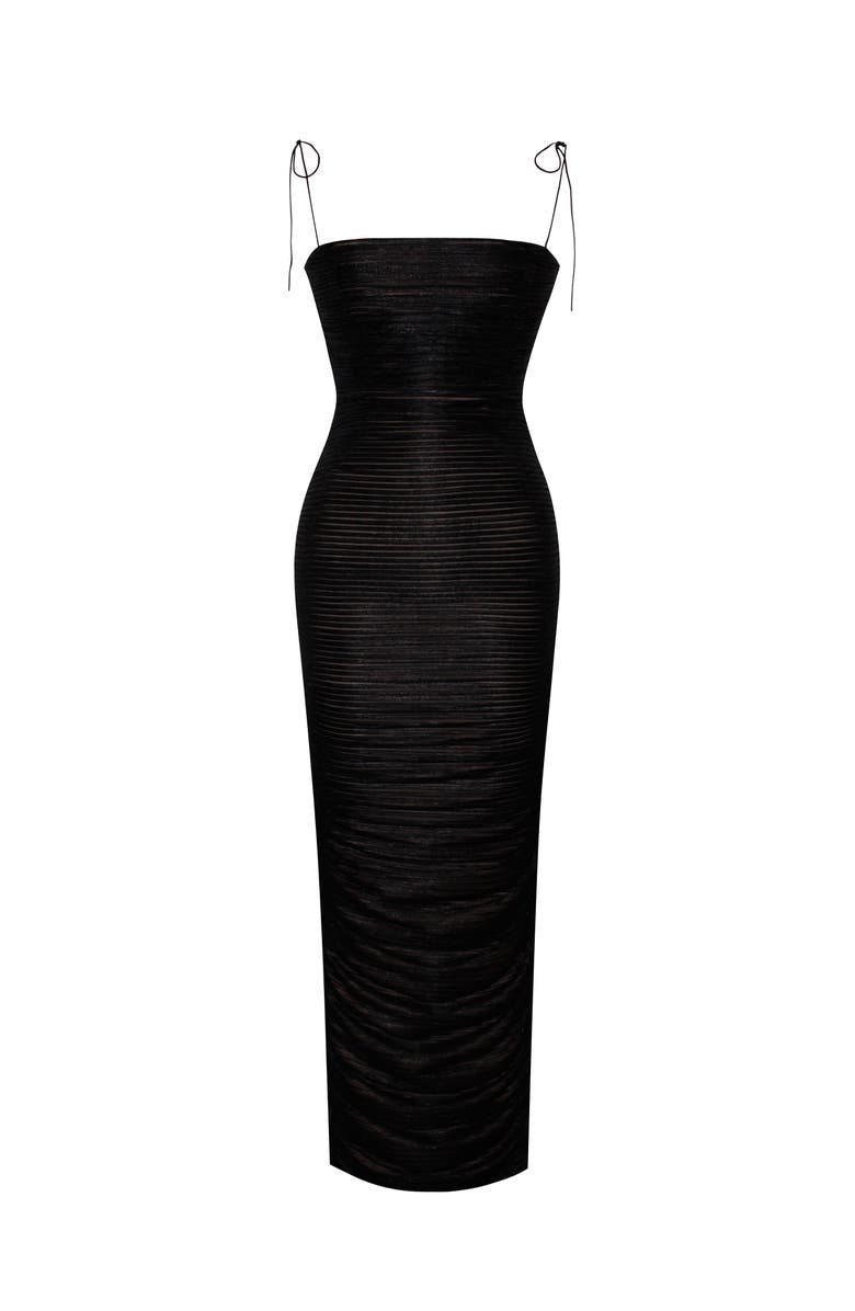 Miss Circle Theglint Ruched Chiffon Long Maxi Dress, Alternate, color, Black