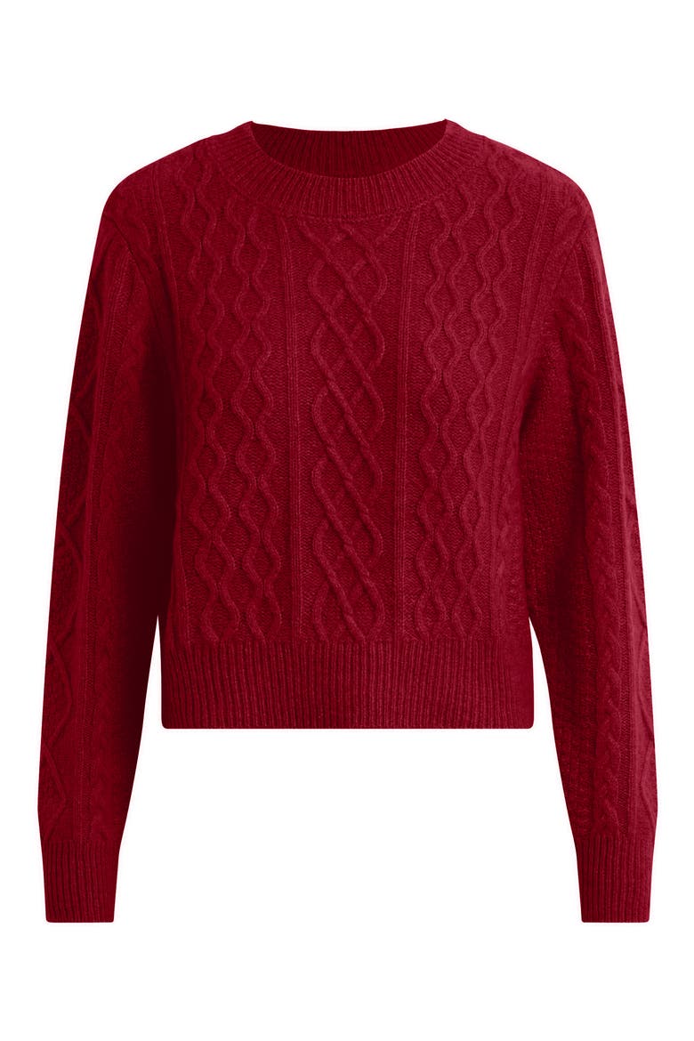 Wool & Cashmere Blend Cable Crewneck Sweater, Alternate, color, HAUTE ROUGE