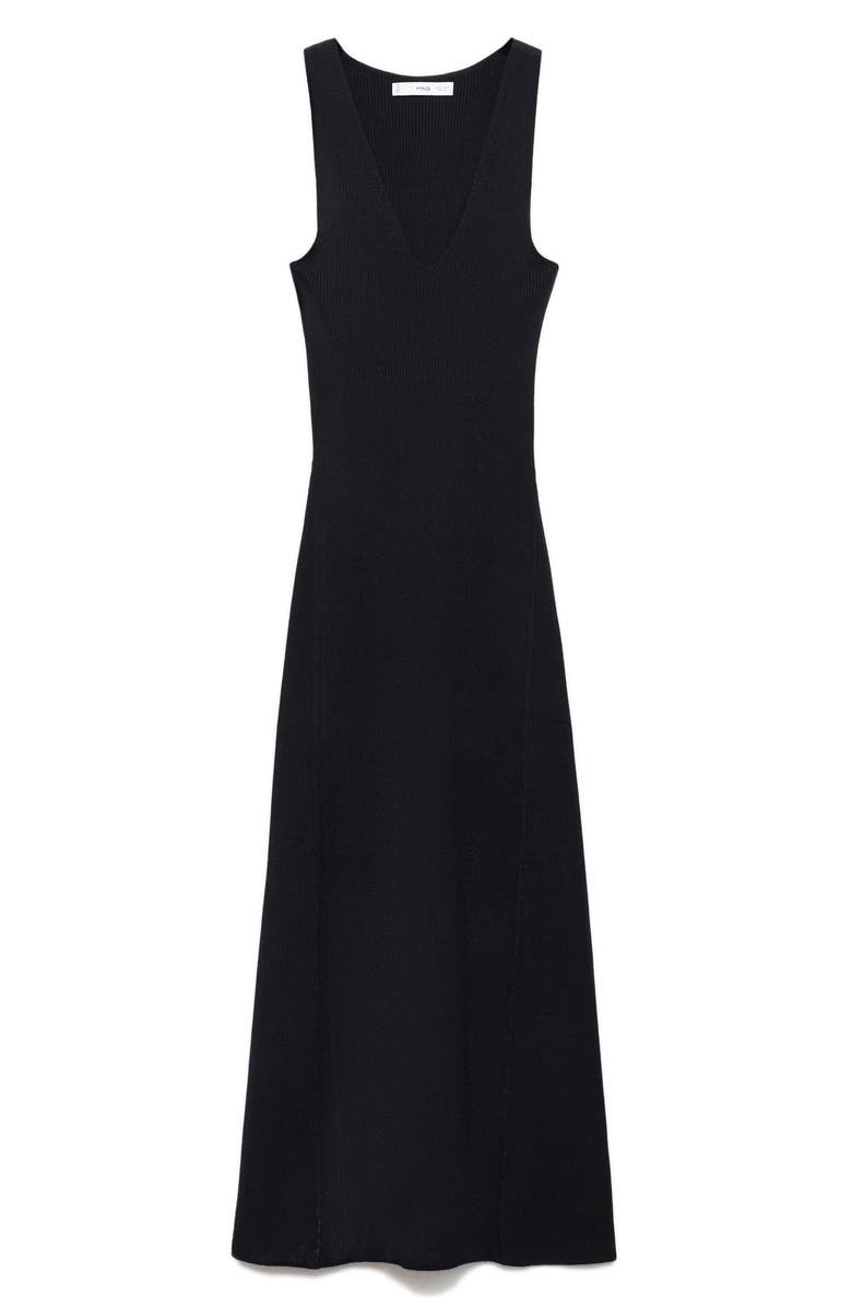 MANGO Sleeveless Rib Midi Sweater Dress, Main, color, Black