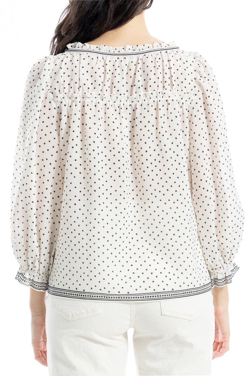 MAX STUDIO Floral Three-Quarter Bubble Sleeve Top, Alternate, color, Ecru/ Black