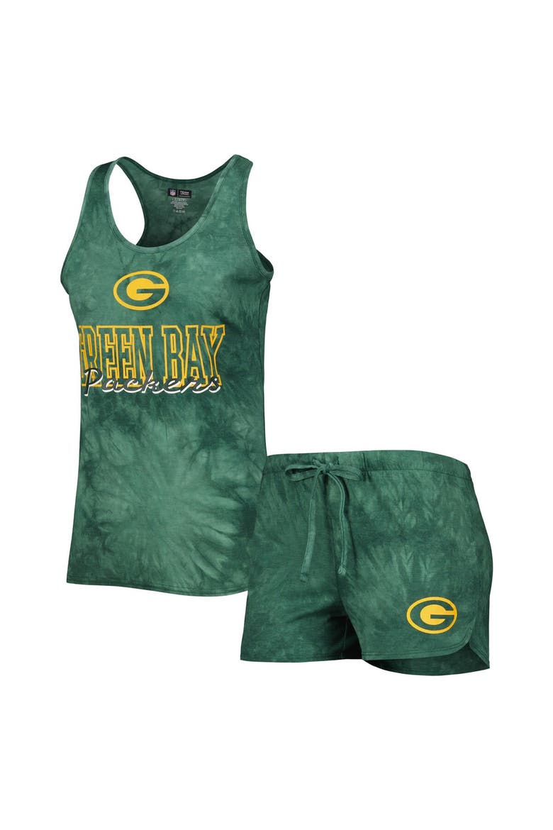 Women's Concepts Sport Green Green Bay Packers Billboard Scoop Neck Racerback Tank and Shorts Sleep Set, Main, color, Green