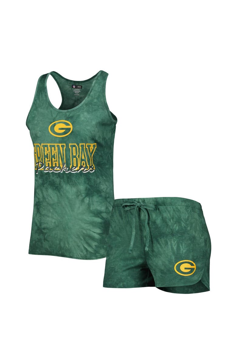 CONCEPTS SPORT Women's Concepts Sport Green Green Bay Packers Billboard Scoop Neck Racerback Tank and Shorts Sleep Set, Main, color, 