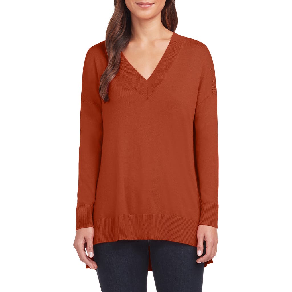 Matty M . Side Slit Sweater In Brown