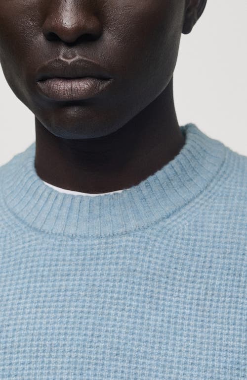 Mango Waffle Texture Crewneck Sweater In Sky Blue