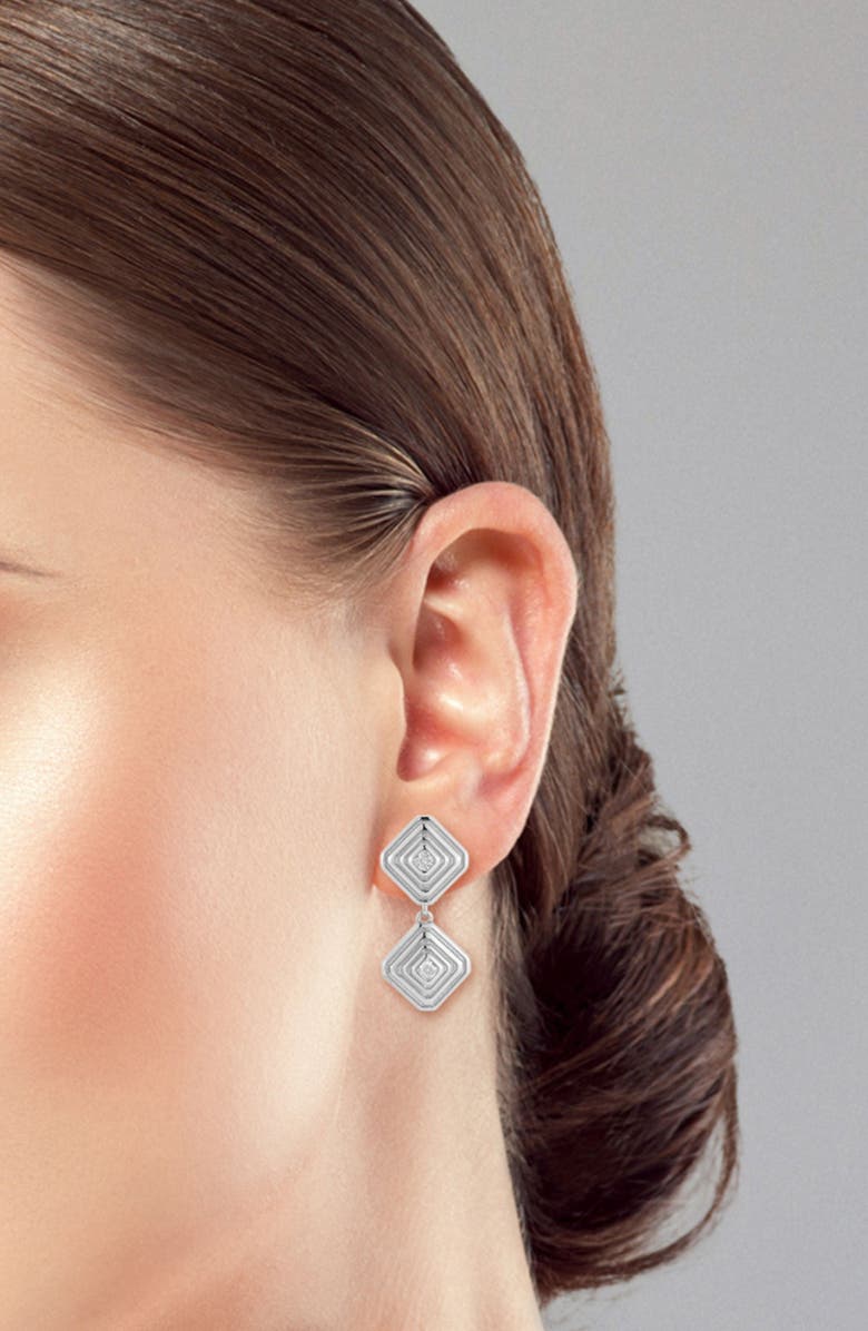 GLAZE JEWELRY Cubic Zirconia Diamond Drop Earrings, Alternate, color, Silver