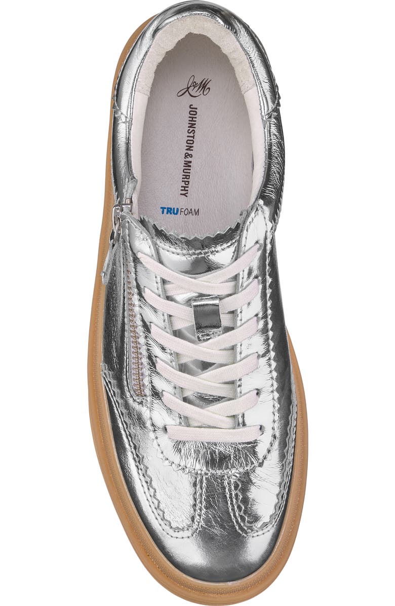 Johnston & Murphy Ashley Side Zip Sneaker, Alternate, color, Silver Metallic Sheepskin
