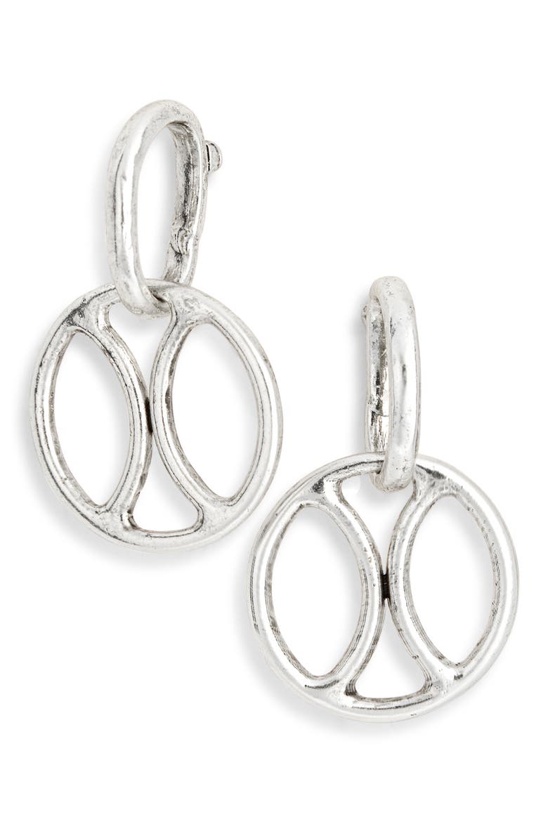 Round Link Dangle Drop Earrings, Main, color, SILVER