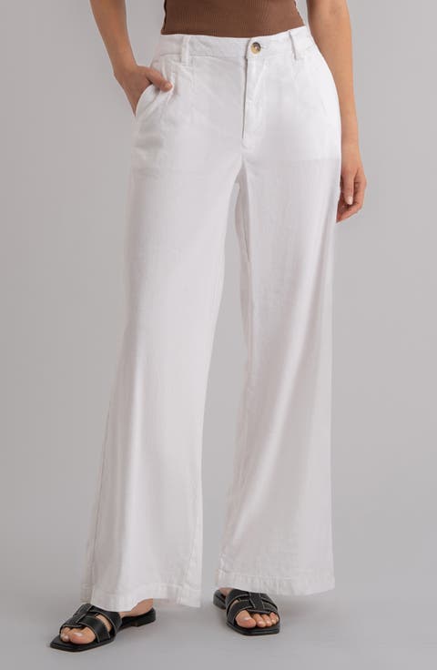 Meg High Waist Linen Blend Wide Leg Pants
