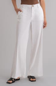 KUT from the Kloth Meg High Waist Linen Blend Wide Leg Pants