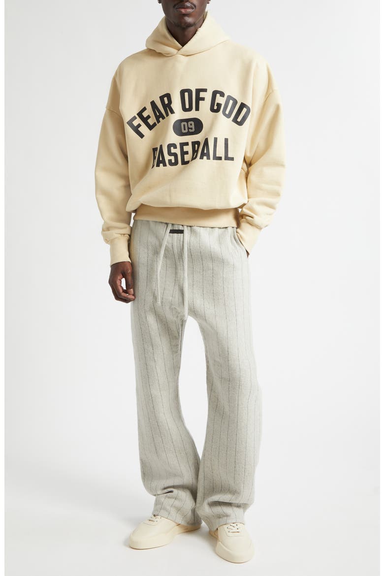 Stripe Baseball Flare Leg Wool Blend Pants, Alternate, color, LIGHT BEIGE / BLACK