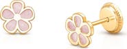 Tiny Blessings 14K Gold Genuine Bloom Mother of Pearl Flower Studs Screw Back Earrings