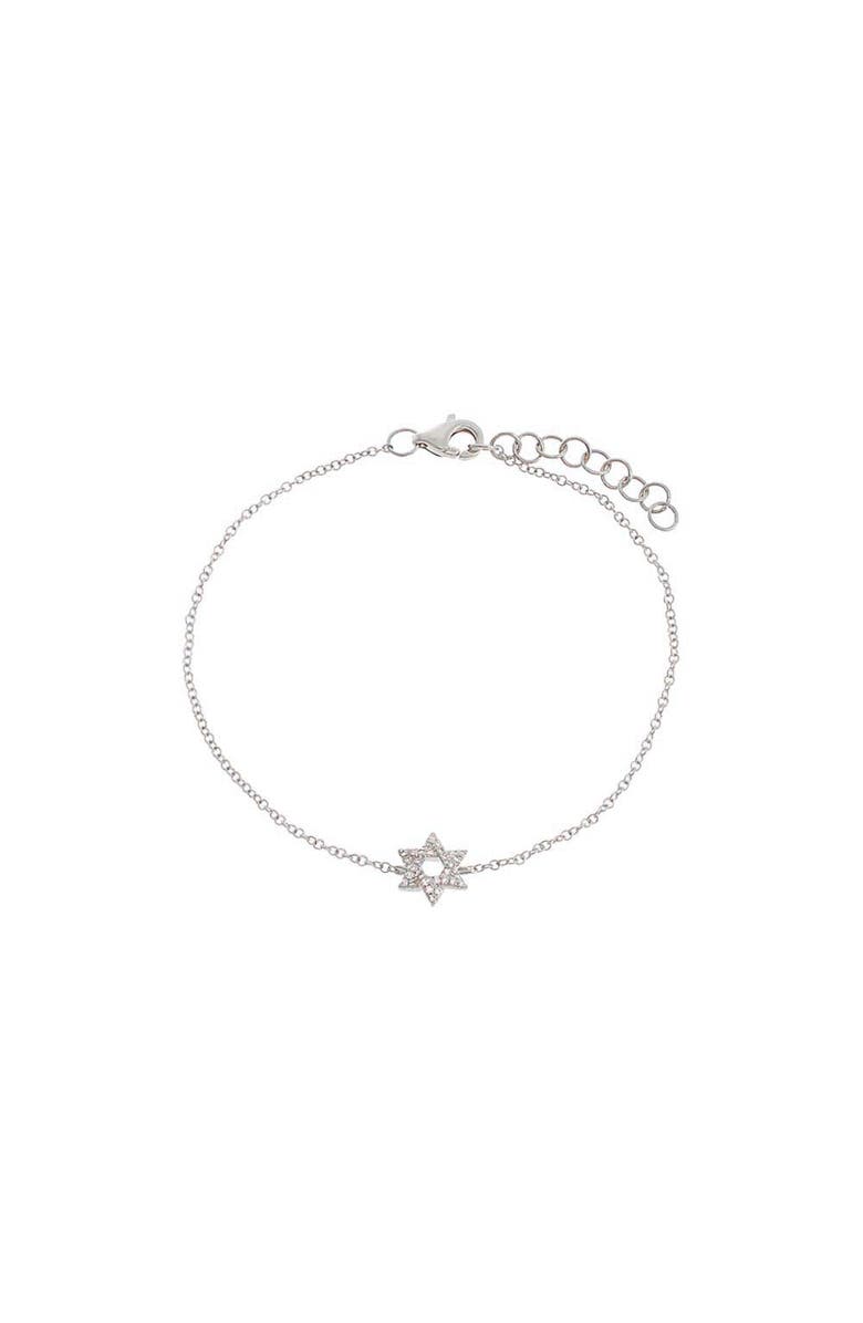 BY ADINA EDEN Diamond Pave Star Of David Bracelet 14K, Main, color, 14K White Gold