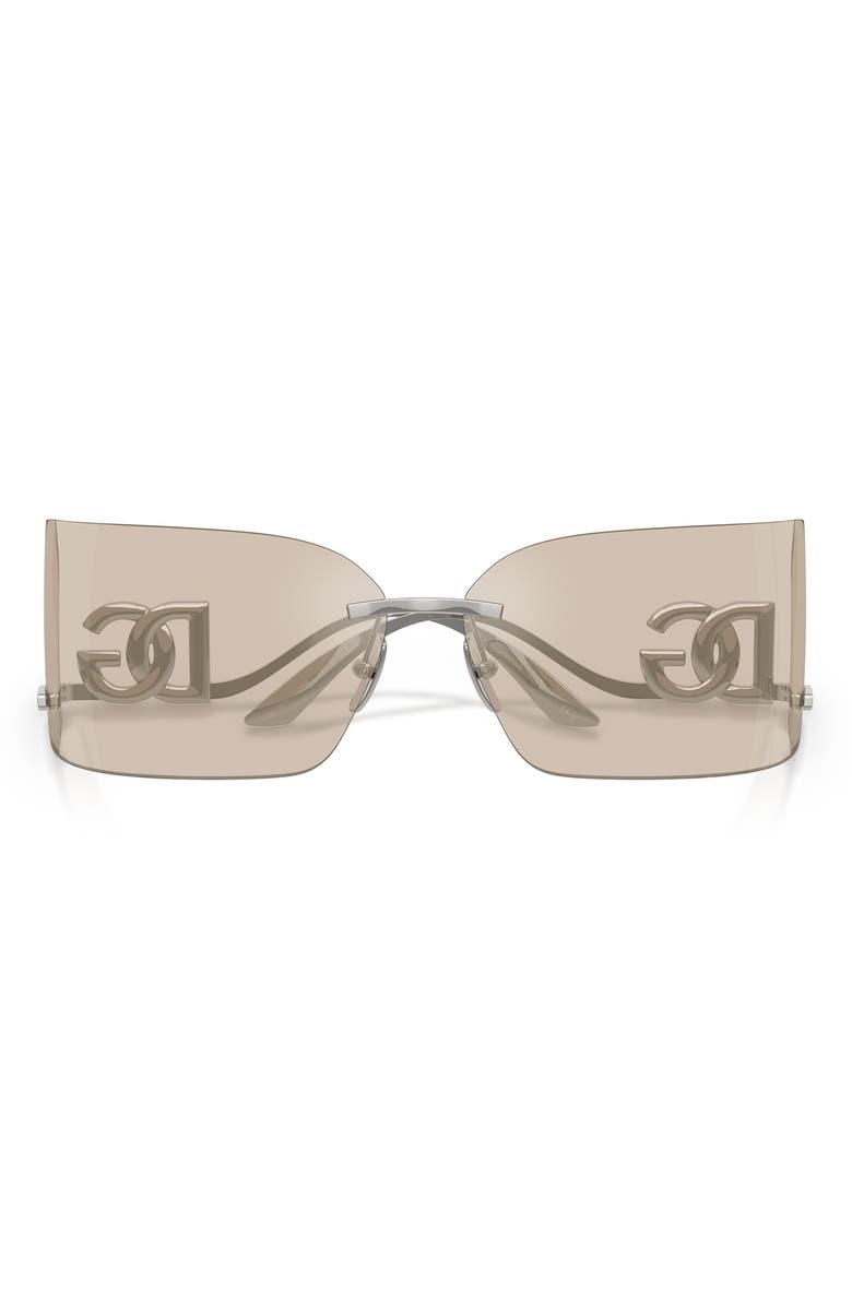 Dolce&Gabbana 79mm Oversize Rectangular Sunglasses, Alternate, color, Silver