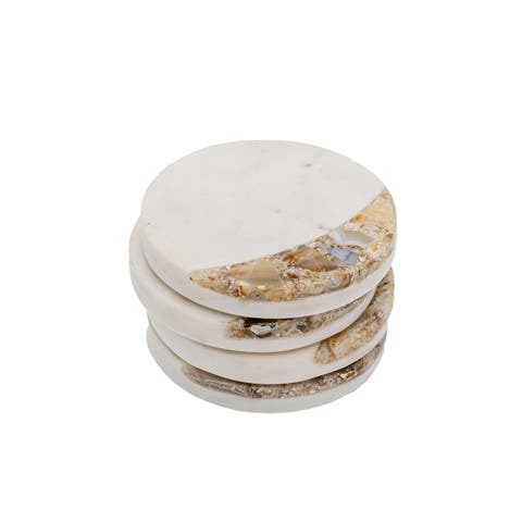 Set of 4 Brown Agate and Marble Coasters