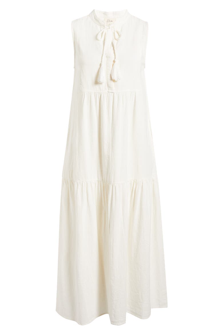 Tiered Cotton & Linen Cover-Up Dress, Alternate, color, WHITE