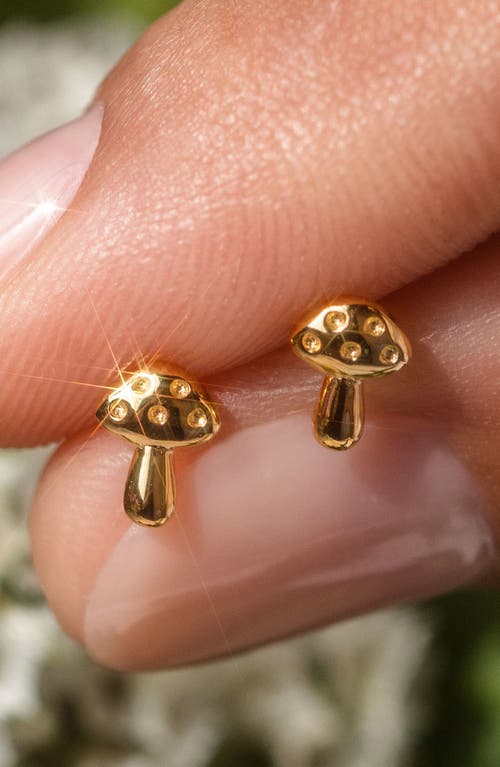 Local Eclectic Mushroom Stud Earrings In Gold