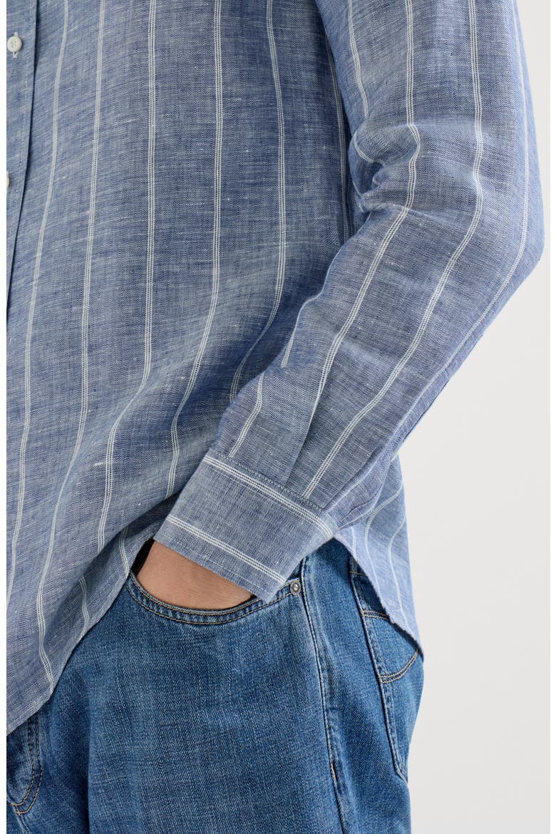Striped twill shirt, Alternate, color, Denim