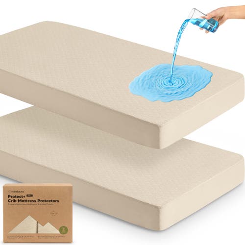 Keababies 2-pack Mavy Protect+ Waterproof Crib Mattress Protector In Oat