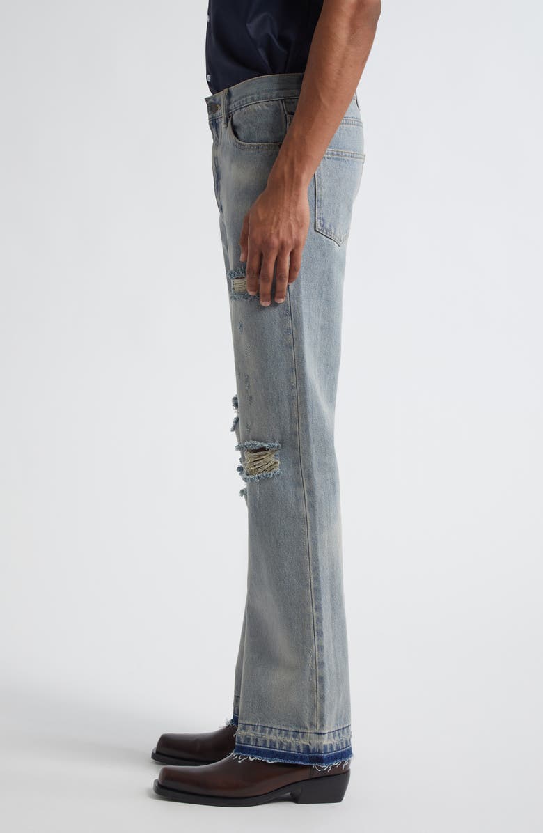 MIDNIGHT RODEO Ripped Release Hem Flare Jeans, Alternate, color, Blue Wash