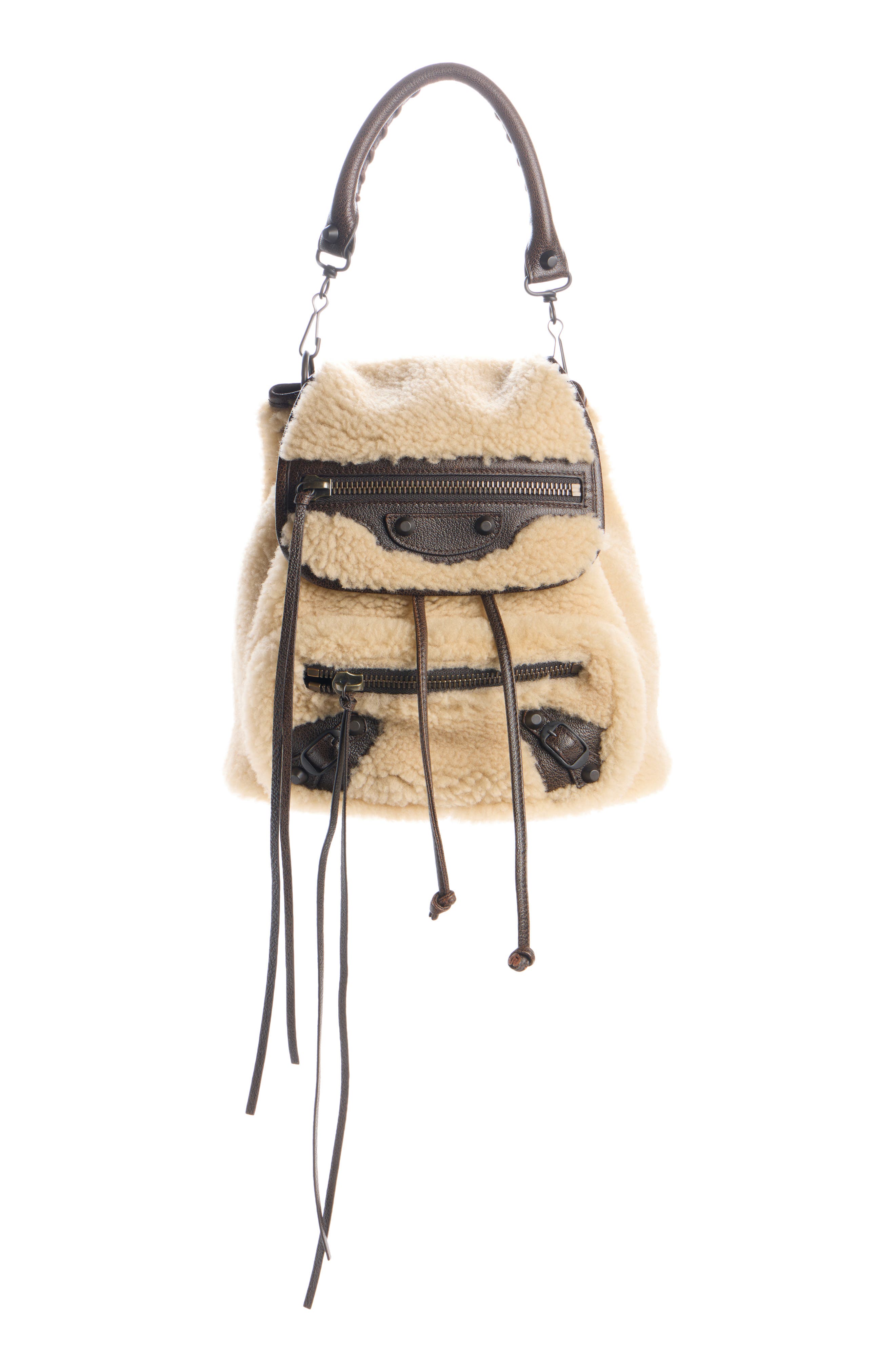 Le City Genuine Shearling Backpack, Main, color, 9226 IVORY