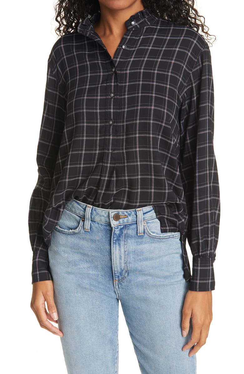 La Vie Rebecca Taylor Check Long Sleeve Blouse, Main, color,