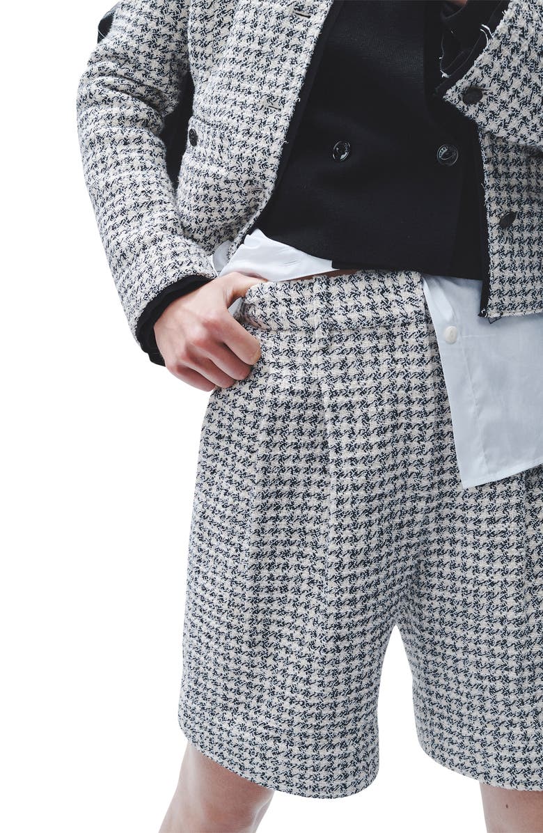 rag & bone Carmen Check Cotton Blend Tweed Shorts, Alternate, color, Blackwhite