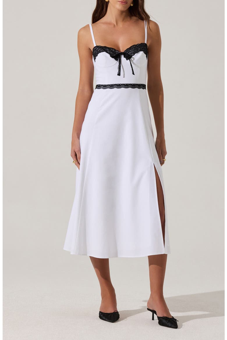 Lace Contrast Bustier Dress, Main, color, WHITE