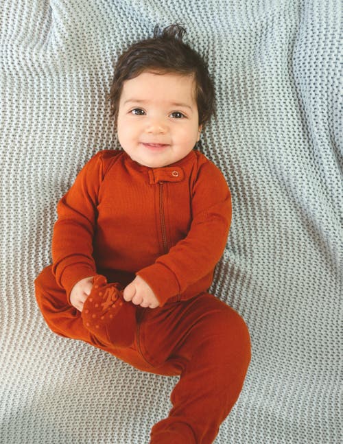 Leveret Footed Printed Cotton Pajamas, Solids, Stripes & Tie Dye In Brown