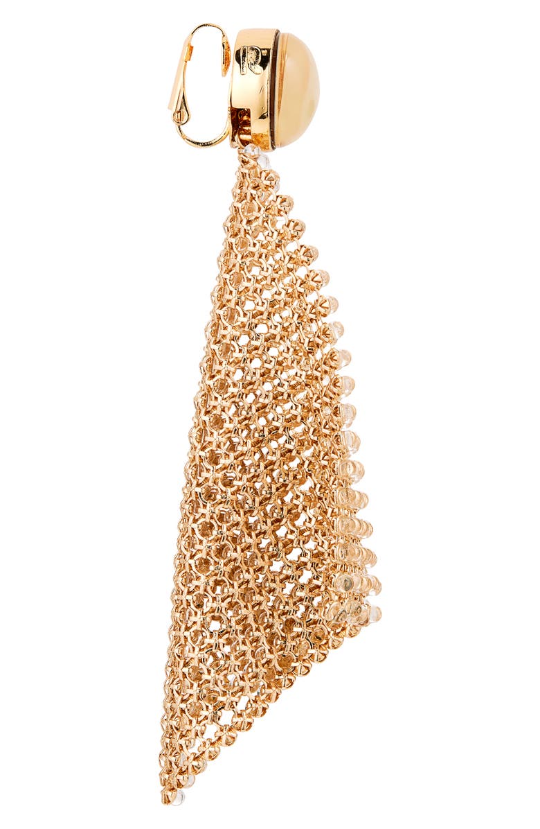 Rabanne Crystal Mesh Clip-On Drop Earrings, Alternate, color, Gold / Transparent