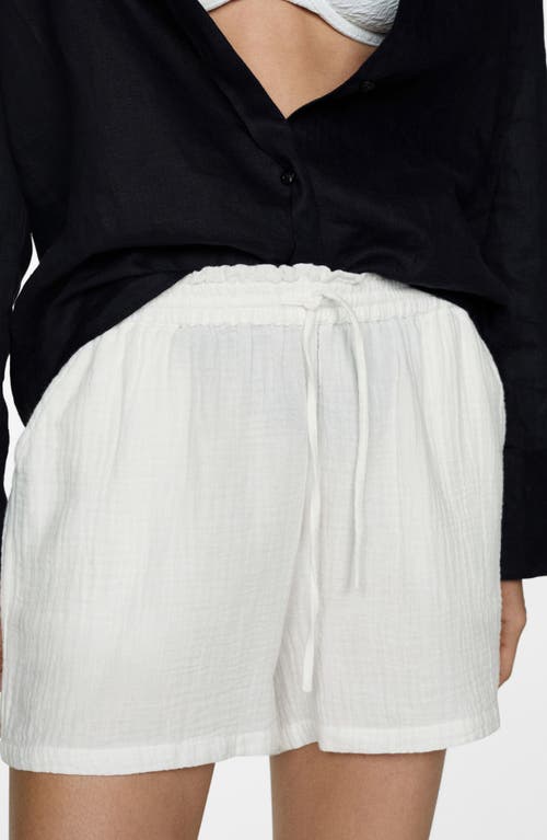 Mango Cotton Gauze Drawstring Shorts In White